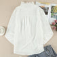 Solid Color Lace Frilled Trims Long Sleeve Shirt