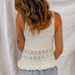 Beige Crochet Ruffled Hem Knitted Vest