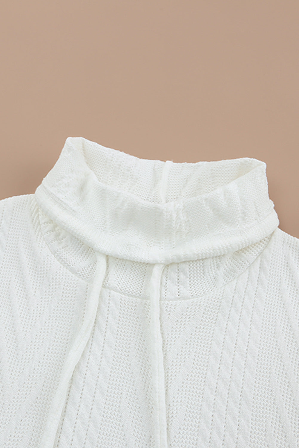 White Cowl Neck Textured Sweatshirt