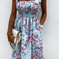 Apricot Tie Straps Smocked Floral Dress