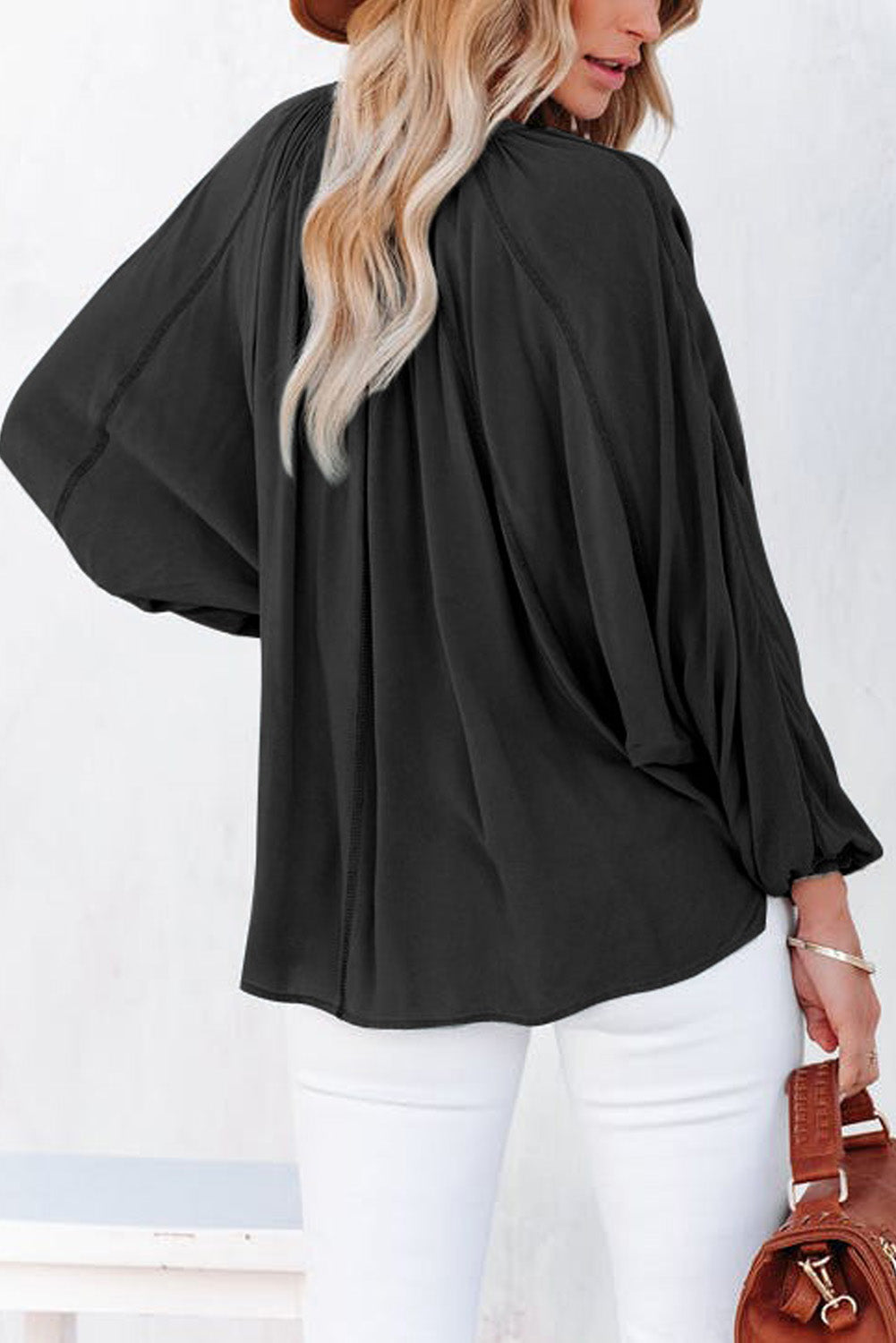 Split V Neck Dolman Top