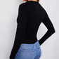Zipper Slim-fit Long Sleeve Top