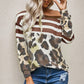 Striped Leopard Long Sleeves Blouse
