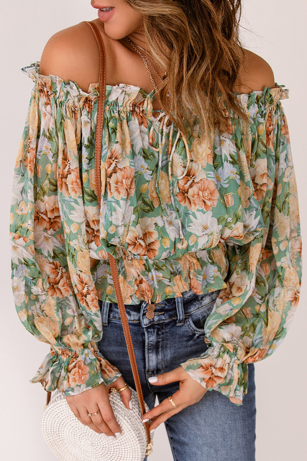 Floral Print Off the Shoulder Blouse