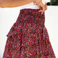 Red Floral Print Smocked Waist Shorts