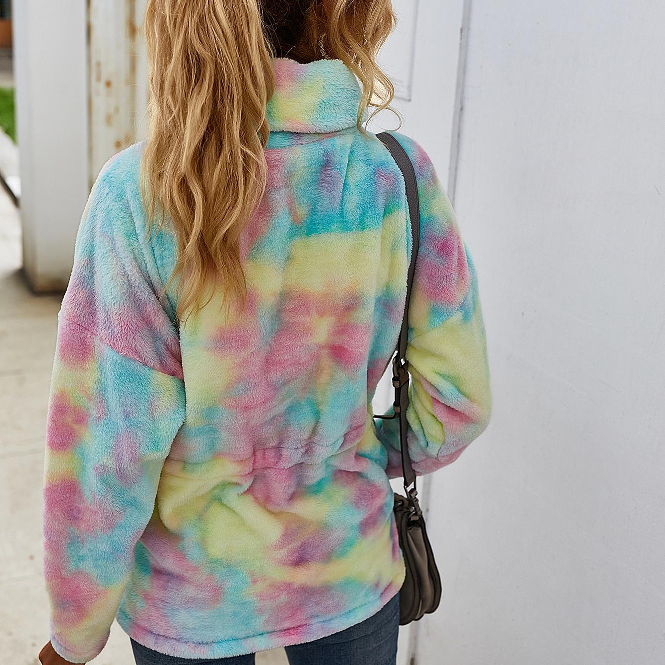 Autumn and winter high neck tie-dye sweater