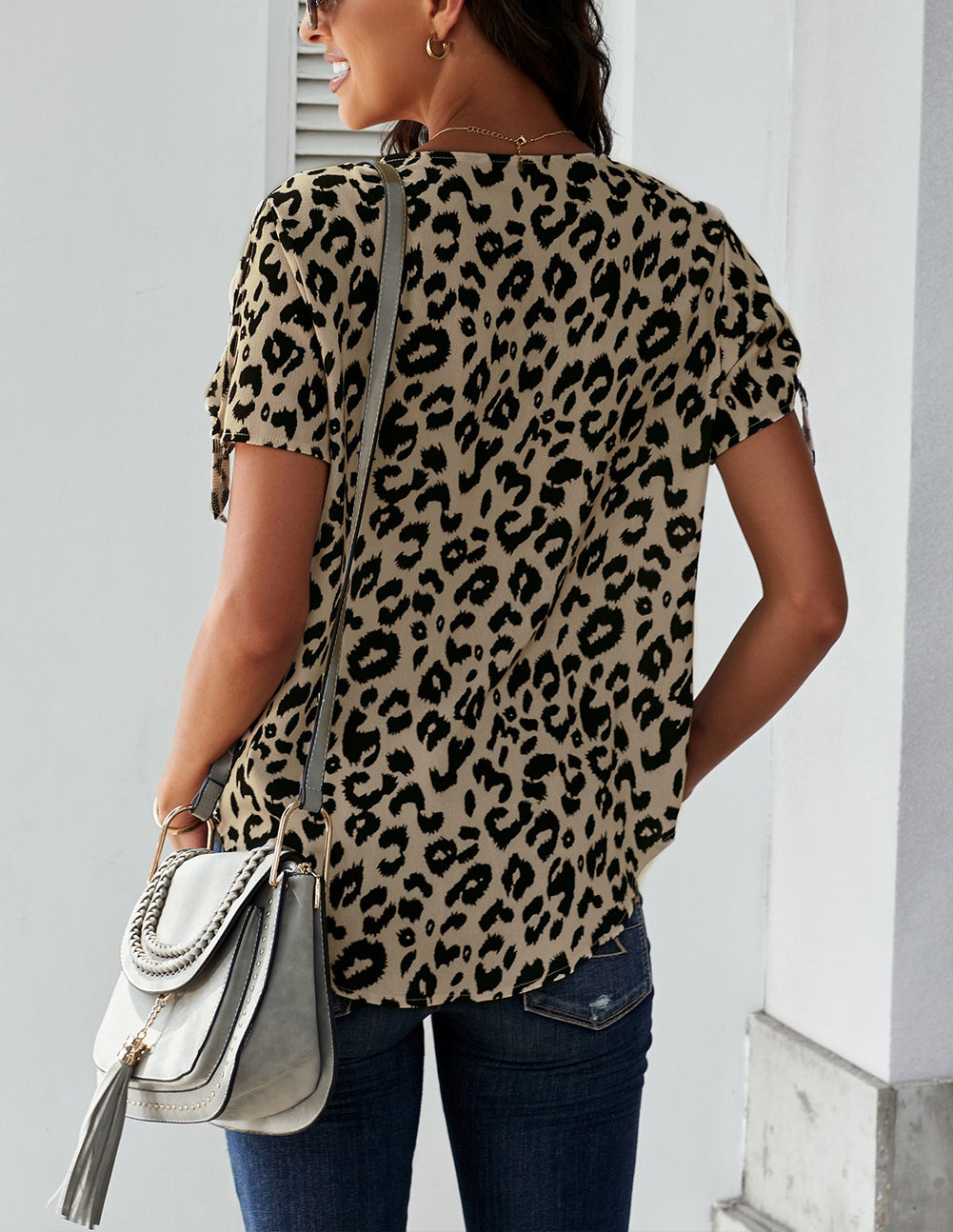 Leopard V Neck Twist Top
