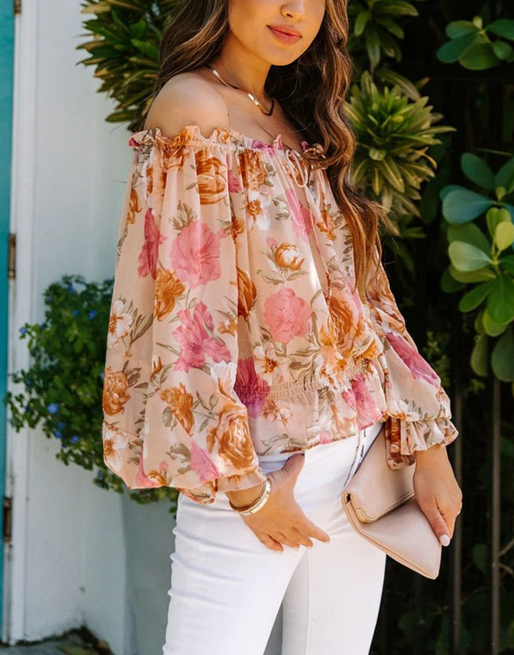 Floral Print Off the Shoulder Blouse