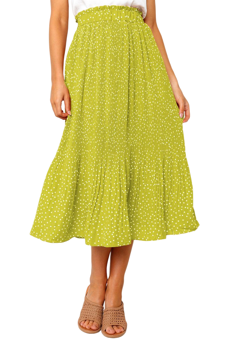 polka-dot pleated skirt