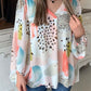 Multicolor Paint Palette Leopard Print Loose Top