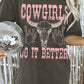 Gray COWGIRLS DO IT BETTER Graphic Print Oversized T Shirt