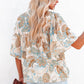 Multicolor Paisley Print Wide Sleeves Loose Blouse
