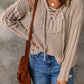 Lace Up V Neck Ripped Slouchy Sweater