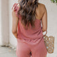 Pink Self-tie One Shoulder Sleeveless Romper