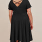 Black Plus Size Ruched Sweetheart Fit and Flare Midi Dress