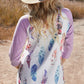 Feather Print 3/4 Raglan Sleeve Top