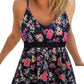 Black Lace Contrast Floral Peplum Tank Top