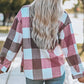 Plaid Color Block Buttoned Long Sleeve Jacket with Pocket
