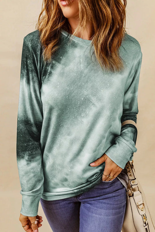 Ombre Gray Tie-dye Long Sleeve Top