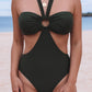 Halter O-ring Ruched Bust One Piece Swimsuit