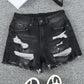 Raw Hem Distressed High Rise Denim Shorts