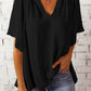 Split Neck Pleated Loose Top