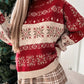 Red Christmas Snowflake Geometric Pattern Sweater