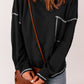 Contrast Stitching Trim Waffle Knit Pullover