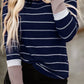 Extend Color Block Cuffs Rib Knit Striped Pullover