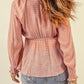 Textured Tie Front Peplum Blouse
