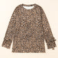Leopard Print Cuff Knot Long Sleeve Blouse