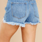 Distressed Frayed Denim Shorts