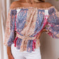 Bohemian Floral Print Off Shoulder Blouse