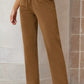 Drawstring Elastic Waist Pockets Long Straight Legs Pants