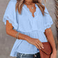 Lace Splicing V Neck Short Sleeve Blouse