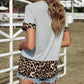 Gray Sequins Accent Leopard Splicing Tee