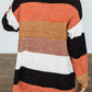 Multicolor Striped Color Block Open Front Cardigan