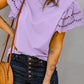 Purple Hollow Out Ruffle Sleeve T-shirt