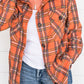 Orange Plus Size Plaid Pocketed Long Sleeve Shirt