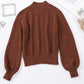 Solid Color Lantern Sleeve Knitted Sweater