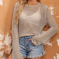 Hollow-out Knit Long Sleeve Top