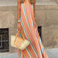 Bohemian Striped Print Sleeveless Holiday Maxi Dress