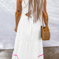 White Embroidered Back Knot Sleeveless Maxi Dress