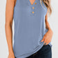 Solid Color Buttons V Neck Ribbed Tank Top
