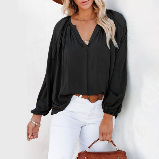 Split V Neck Dolman Top