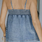 Blue Vintage Washed Adjustable Strap Denim Tank