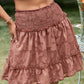 Pink Applique Smocked Frill Trim Mini Skirt