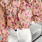 Floral Cape Ruffles Elastic Wrist Shirt
