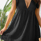 Black Hollow out Ruffled Flutter Sleeve Mini Dress