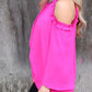 Rose Ruffled Cold Shoulder Long Sleeve Top